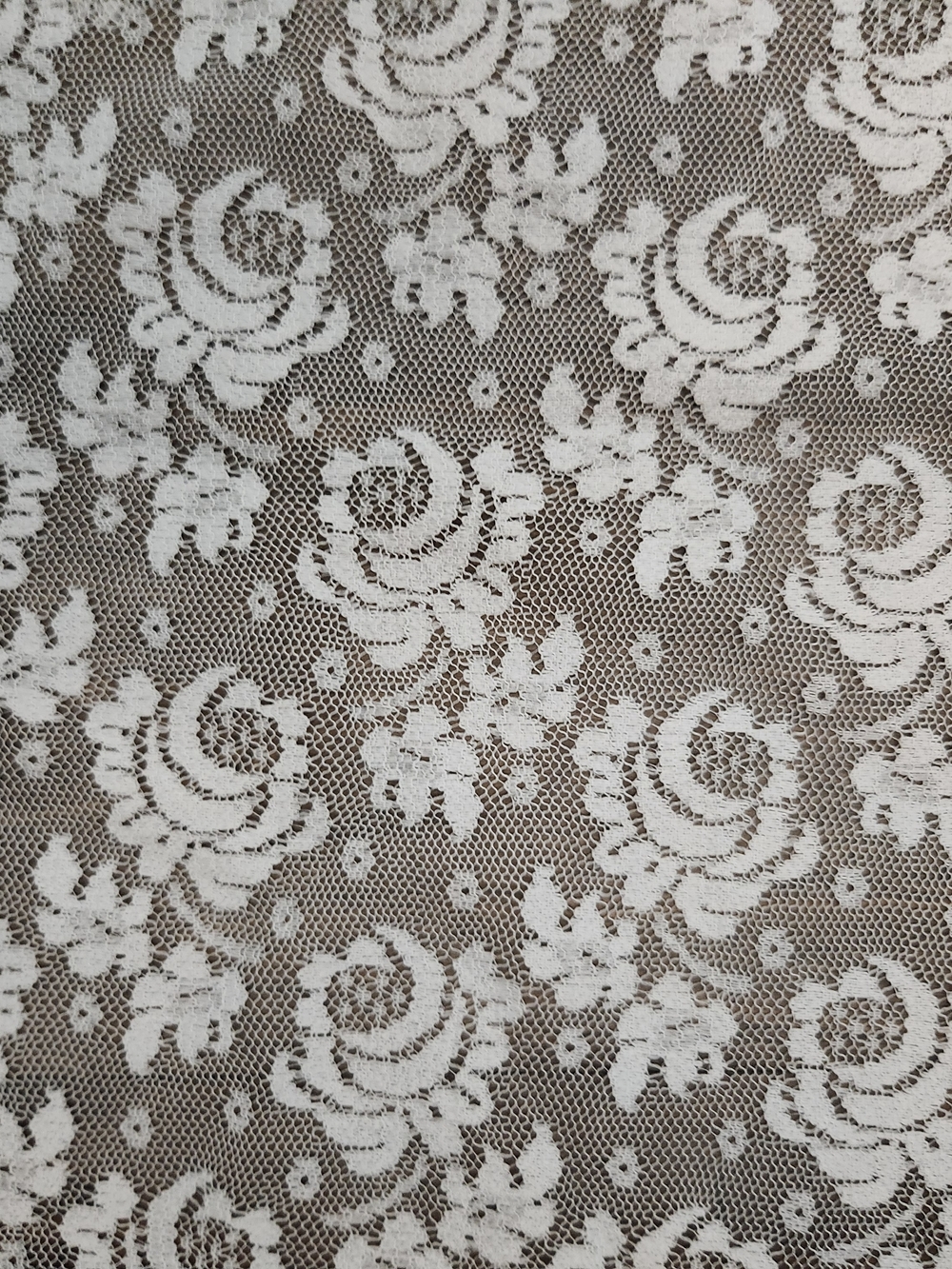 White Floral Lace Fabric, 9 Feet 4 Inches By 9 Feet 4 Inches.